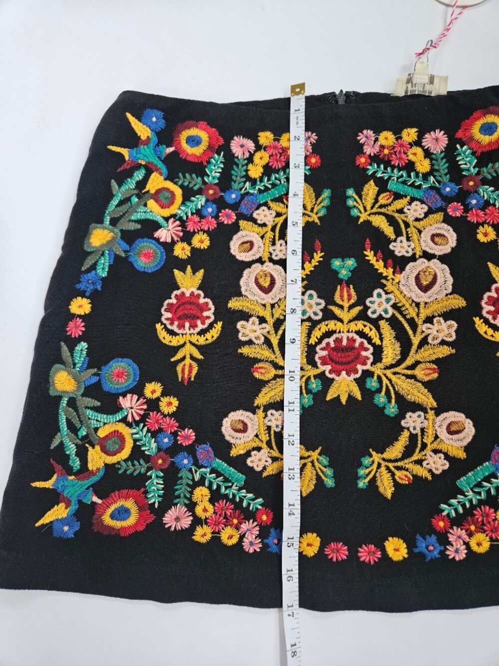 NWT Umgee Floral Embroidered Boho Mini Skirt Black Size Large - Picture 13 of 15